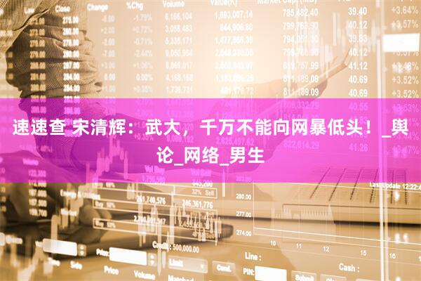 速速查 宋清辉：武大，千万不能向网暴低头！_舆论_网络_男生